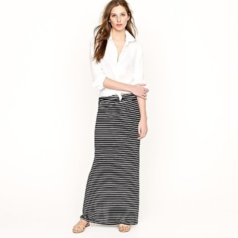 NWT J. Crew Jersey Striped Maxi-Skirt (Size M)